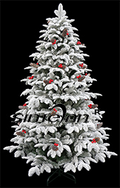 7FT Snow Flocked PE Chrsitmas Tree with Pinecone and Red fruite